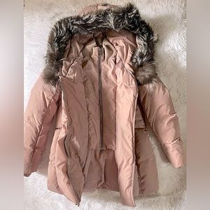 LeeLee down coat w. Removable Silver Fox signature Mackage collar for kids .
